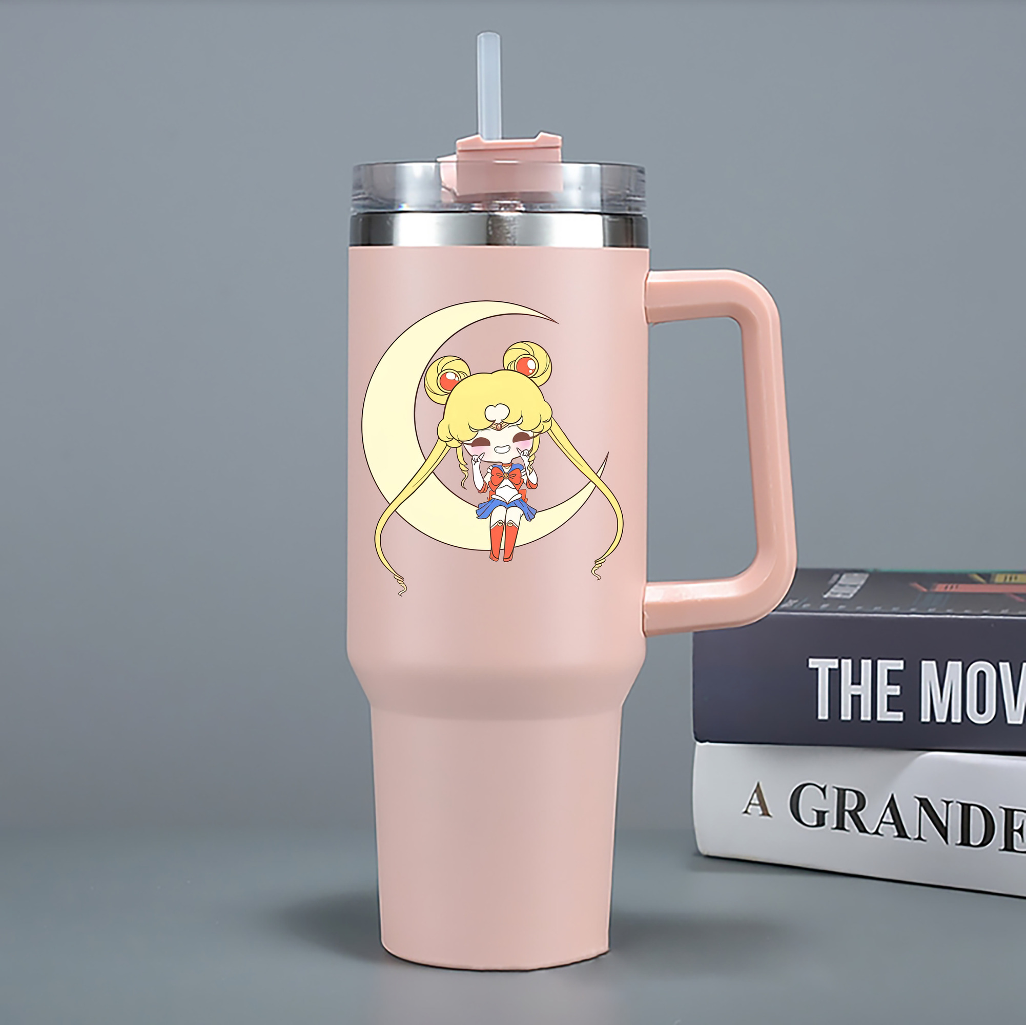 （画像用） 美少女戦士セーラームーン 月野 うさぎ つきの うさぎ Sailor Moon Tsukino Usagi 1200mL車用タンブラー - クリスタルステッカー（プラスチックストロー付き）
